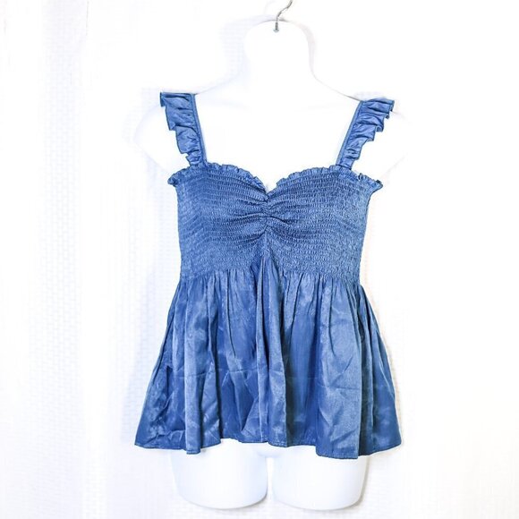Clarisbelle Tops - Clarisbelle Size XL gathered front elastic bust babydoll top blue